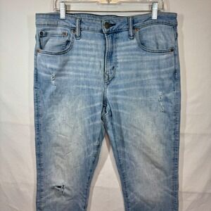 American Eagle AirFlex Temp‎ Tech Distressed Light Wash Jeans Sz 34x34